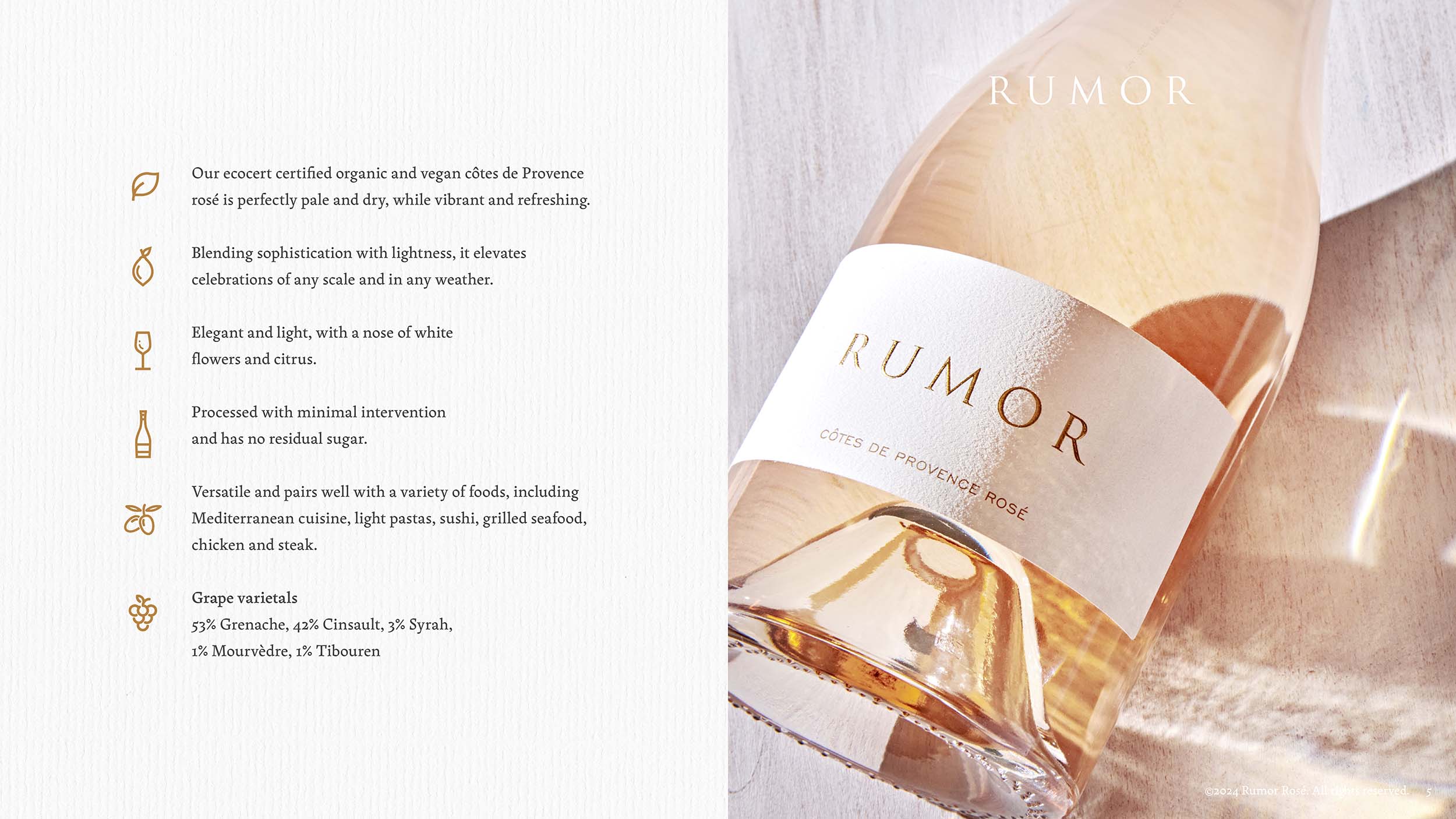 Rumor Rosé brand deck. Full spread