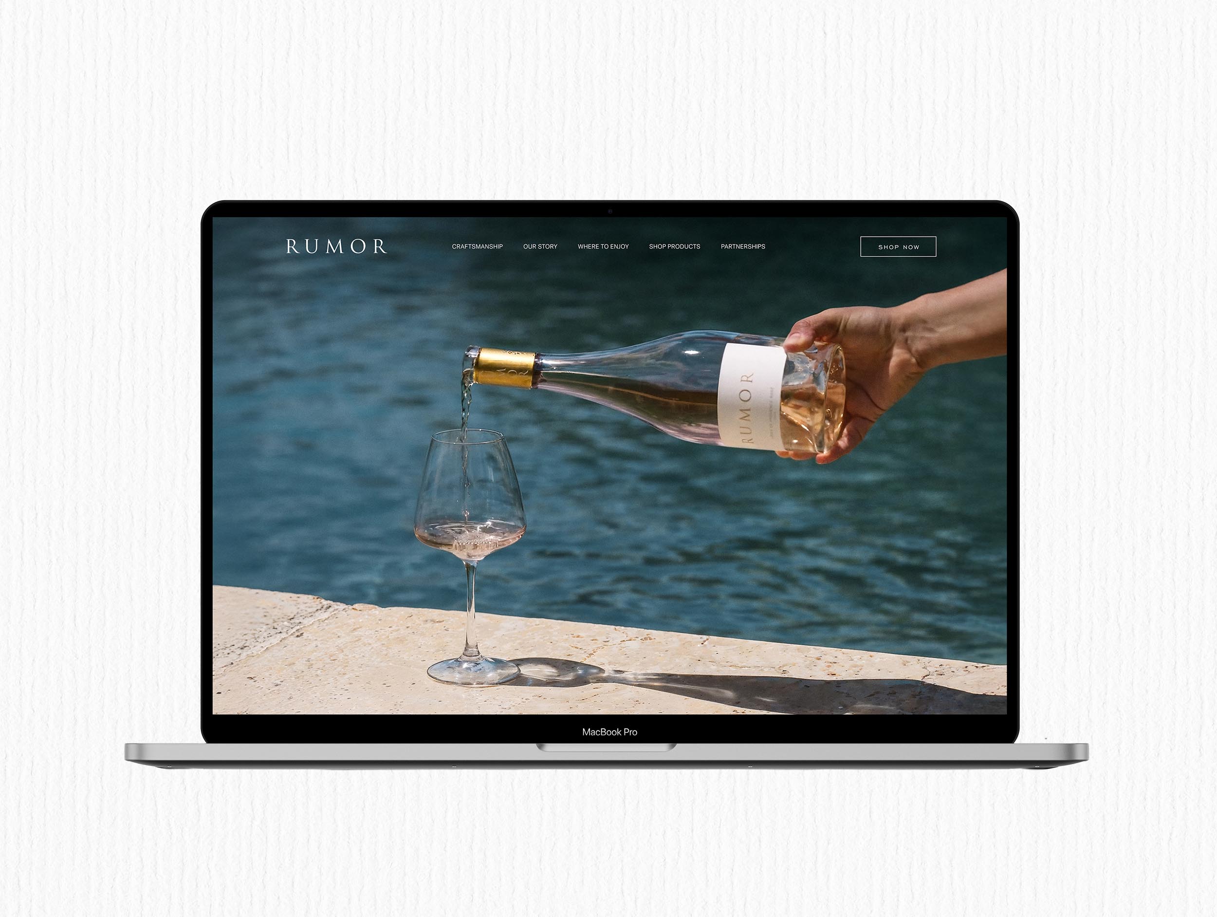 Rumor Rosé website design. Desktop and mobile
